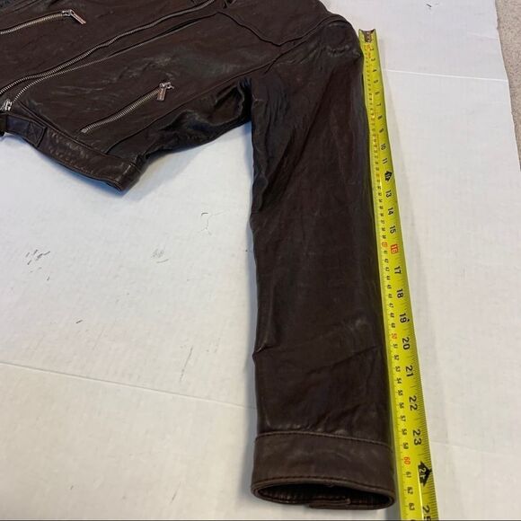 Michael Michael Kors dark chocolate brown leather biker moto jacket Sz S NWOT - Picture 15 of 16